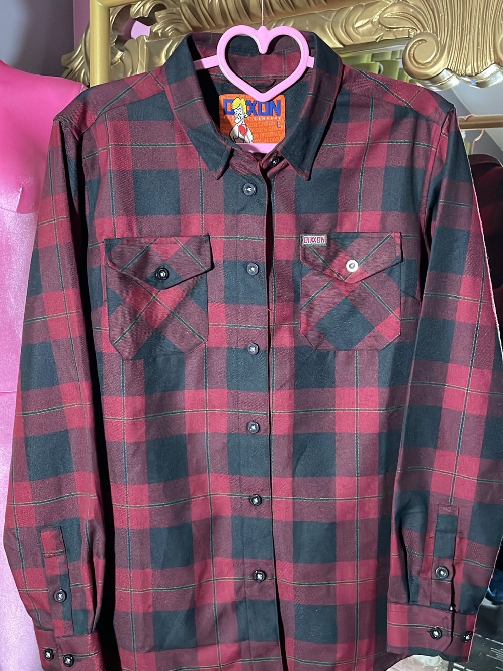DIXXON Men’s Red & Black Plaid Button-Down Shirt